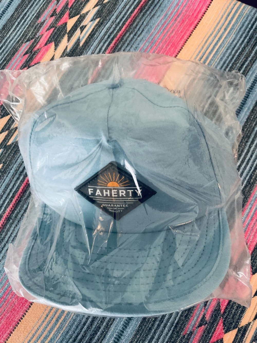 NWT Faherty Powder Blue Organic blend Patch Cap. Lightweight. Size N/S. Unisex.